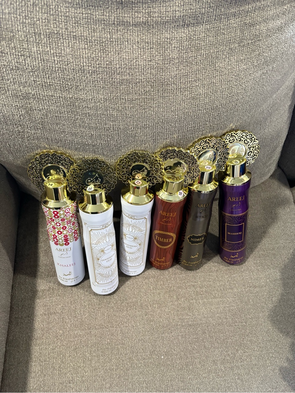 Areej Arabic Fragrance Spray Set - Multi Color Bottles brand new -